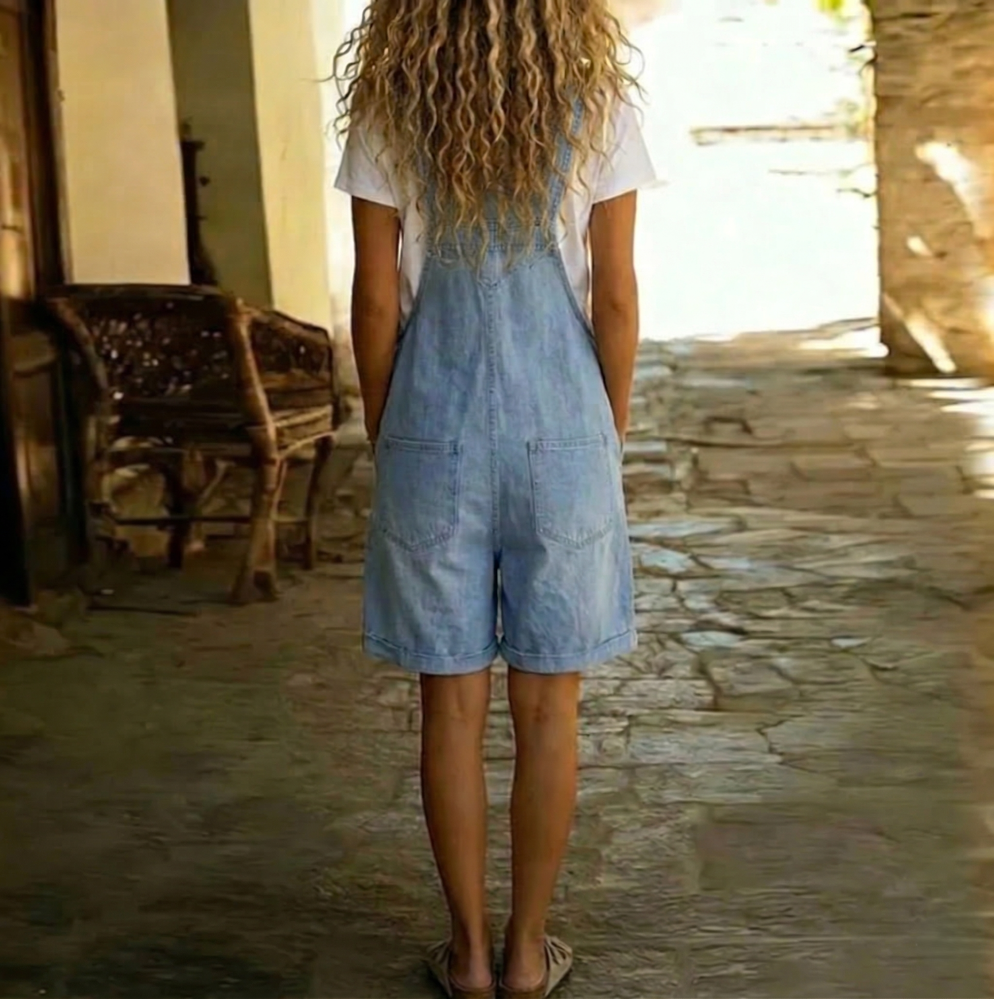 Charlotte - Short Denim Jumpsuit with Soft Cotton Feel
