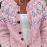 Thomasin | Pink Cardigan with Diamond Pattern