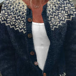 Fenella | Navy Cardigan with Snowflake Pattern
