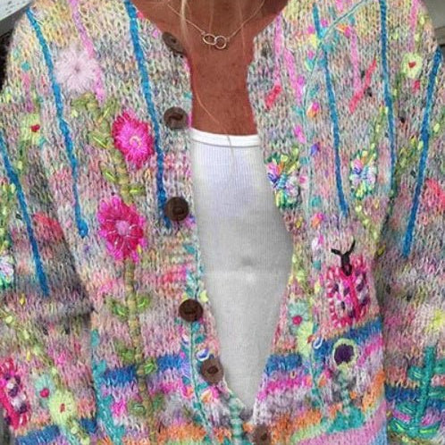 Xenia | Cardigan with Colourful Floral Print