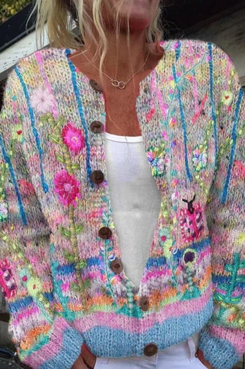 Xenia | Cardigan with Colourful Floral Print