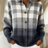 Agnes | Grey Ombre Checked Button Cardigan