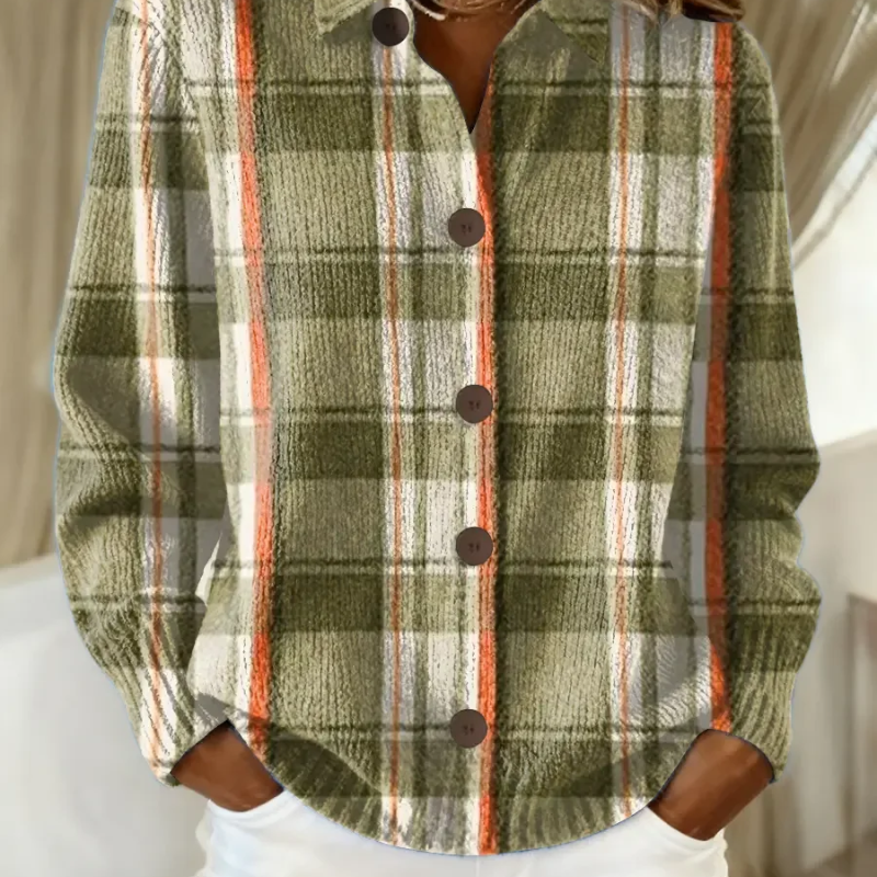 Hazel | Olive Checked Buttoned Cardigan