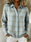 Clara | Sky Blue Checked Button Knit