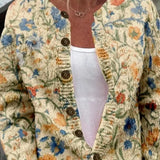 Yolande | Cream Cardigan with Floral Print