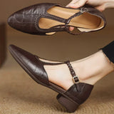 Peony | Classic T-Bar Shoes with Woven Detail