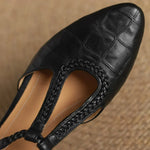 Peony | Classic T-Bar Shoes with Woven Detail