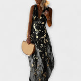 Elegant dress with V-neckline and sequin detail