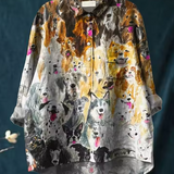 Sophie | Artistic Dog Print Casual Blouse