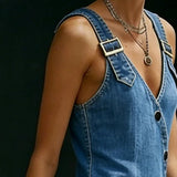 Niamh - Long Button-Down Denim Dress