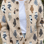 Delyth | Cardigan with Cat Print