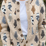 Delyth | Cardigan with Cat Print