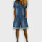 Georgina - Vintage Cotton Denim-Look Short Jumpsuit