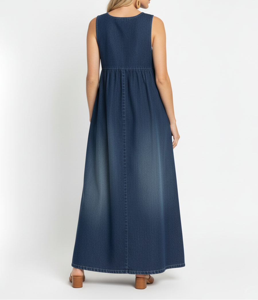 Erin - Vintage Denim Maxi Dress