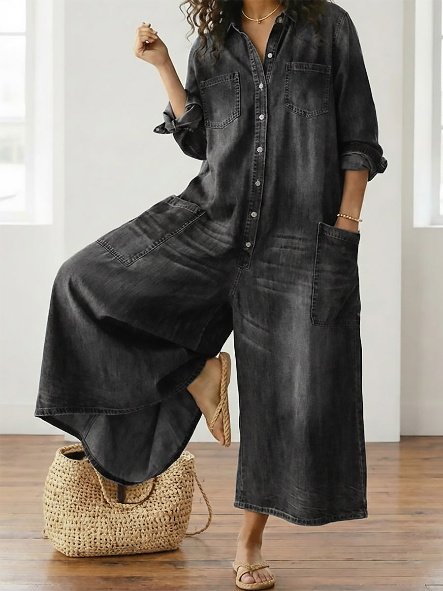Lily - Cotton Denim Jumpsuit