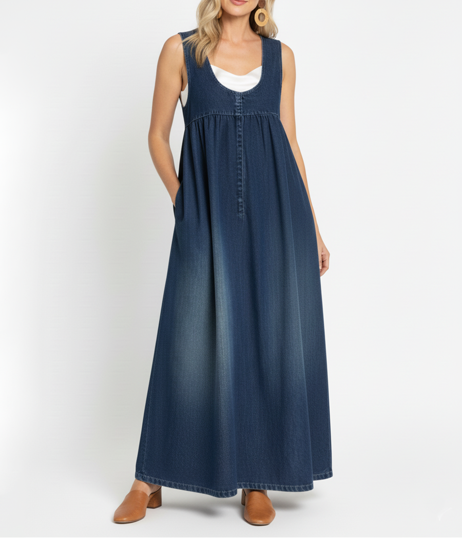 Erin - Vintage Denim Maxi Dress