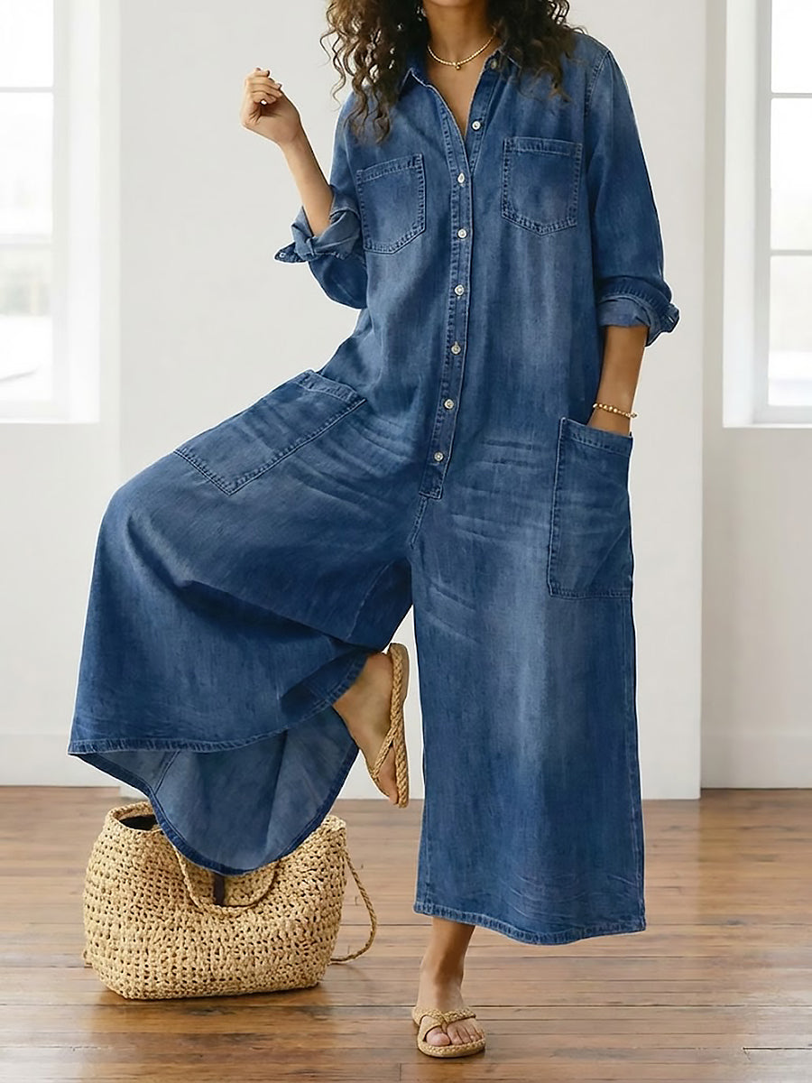 Lily - Cotton Denim Jumpsuit