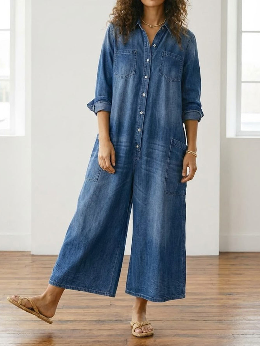 Lily - Cotton Denim Jumpsuit