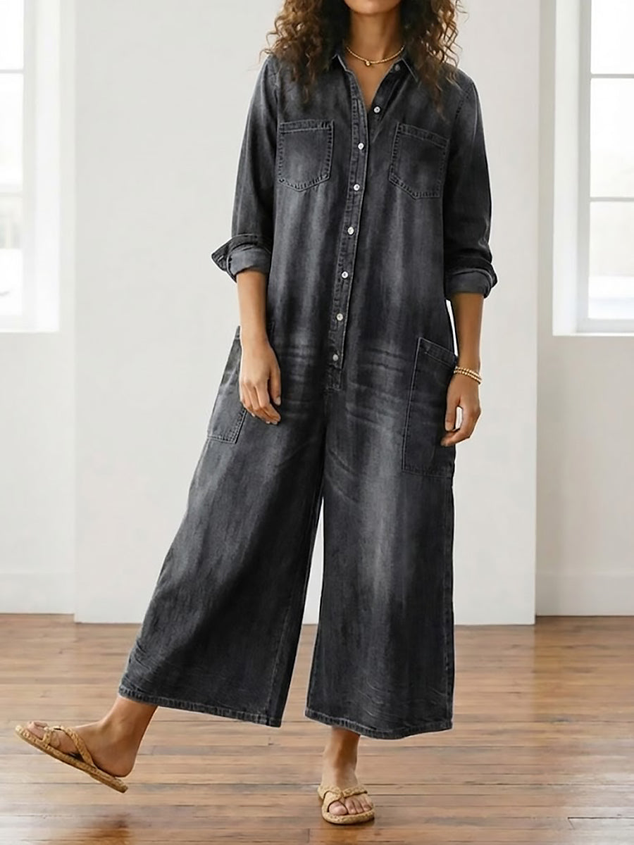 Lily - Cotton Denim Jumpsuit