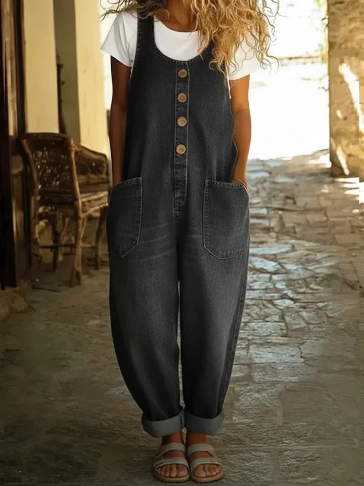 Zoe - Vintage-Wash Denim Jumpsuit