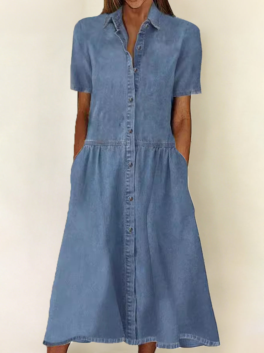 Bethany - Short-Sleeve Denim Dress