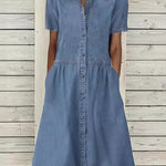 Bethany - Short-Sleeve Denim Dress