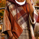 Willow™ - Rust Plaid Patchwork Hoodie
