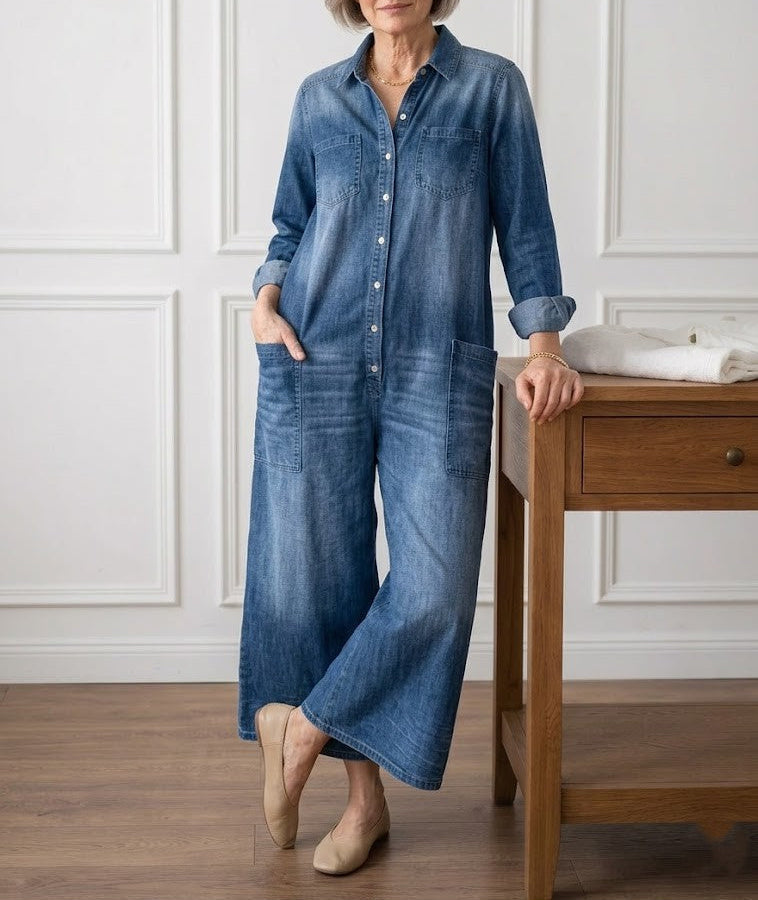 Lily - Cotton Denim Jumpsuit